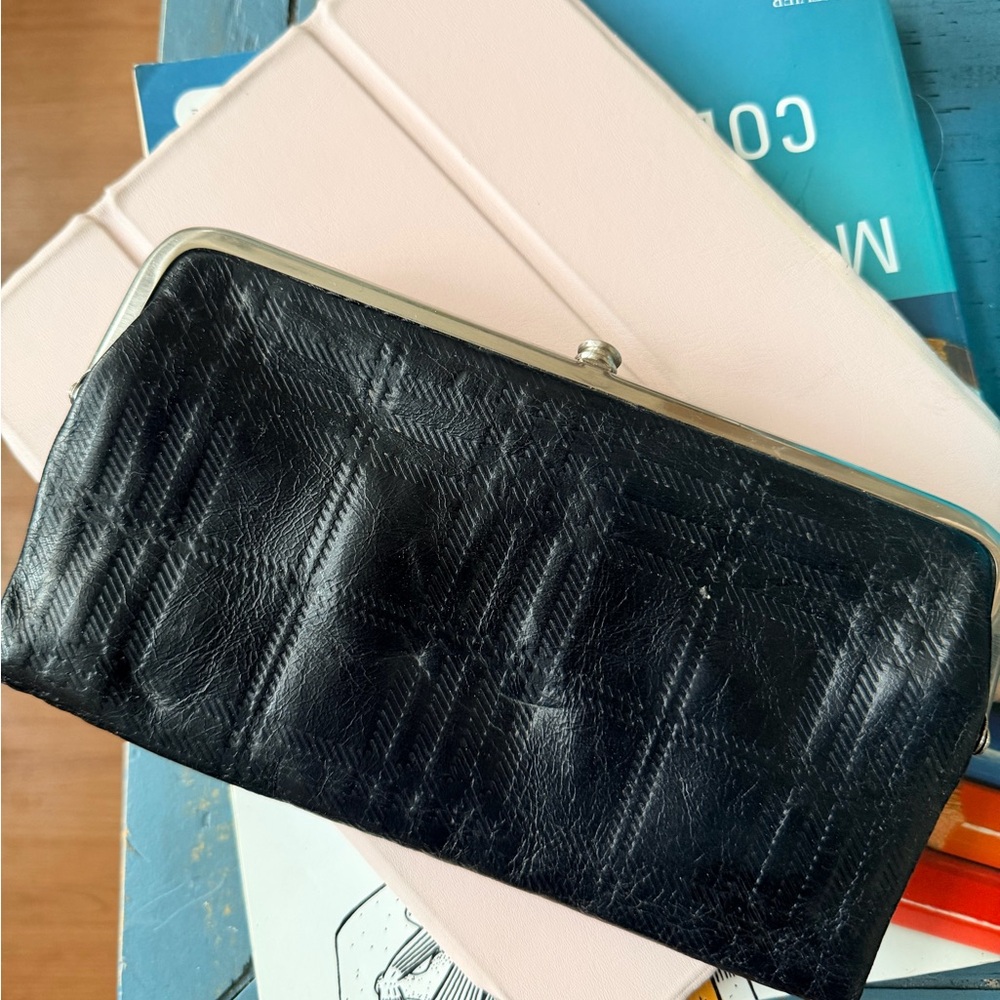 Hobo Black Plaid leather clutch Wallet